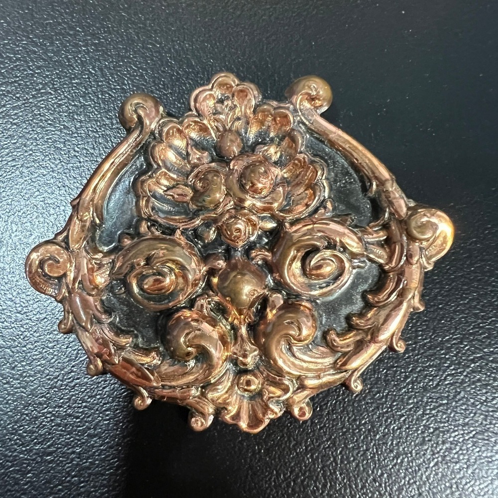 Vintage Matisse Renoir‎ Copper Brooch Floor Black Enamel Accent Pin